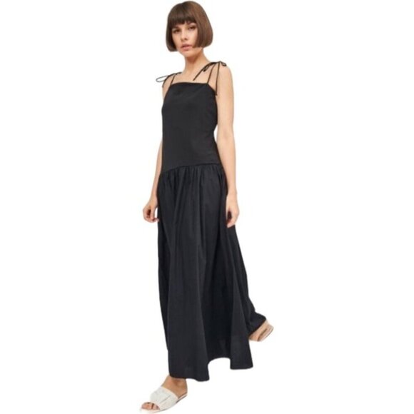 Zara Contrast Skinny Strap Maxi Dress Black Size XS - Picture 3 of 8
